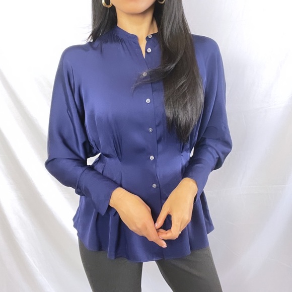 MM Lafleur Tops - RARE MM Lafleur | Sapphire Sontag Silk Blouse Top